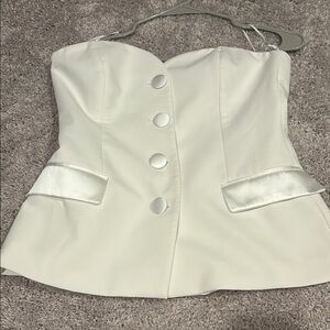 ZARA BUTTON UP STRAPLESS TOP